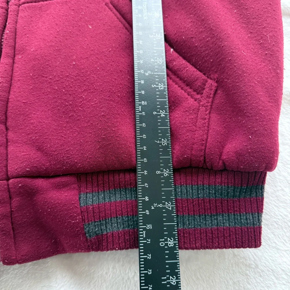 Rock Revolution Academic New York Burgundy Fleece-Lined Jacket HOODIE Sz L